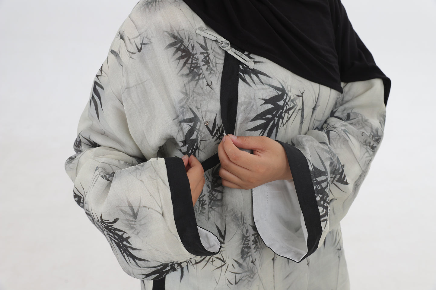 Ink Bamboo - Double Layered Hemp Blouse Modest Chinese Style Tang Dynasty Shirt