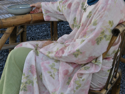 PINK BLOSSOM Matching Trousers 100% Ramie