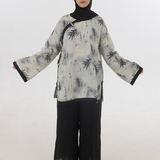 Ink Bamboo Matching Trousers- Double Layered Hemp Trousers Modest Chinese Style Tang Dynasty Costume