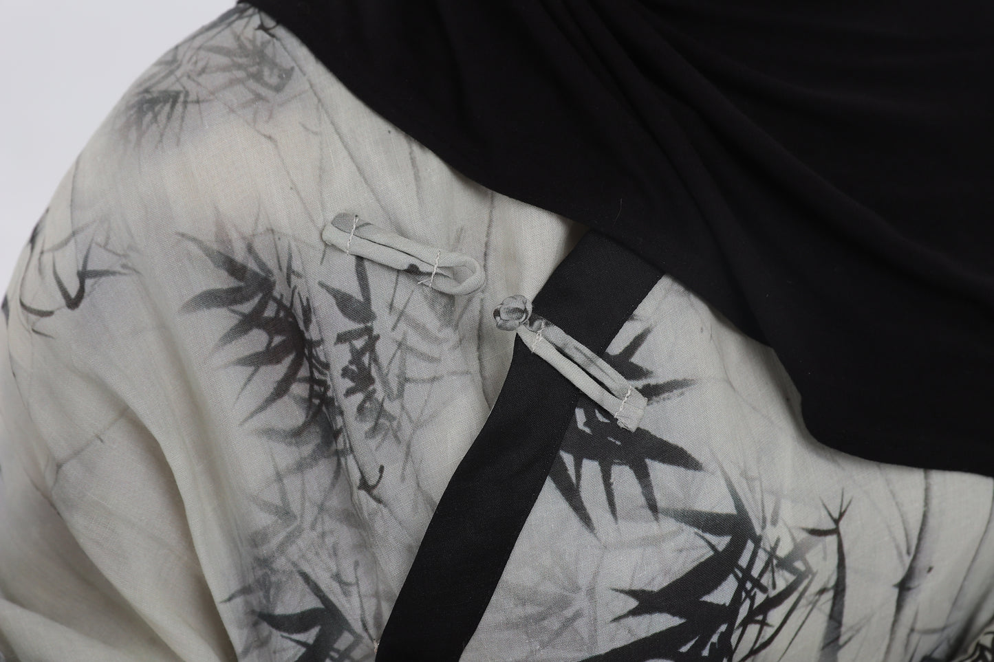 Ink Bamboo - Double Layered Hemp Blouse Modest Chinese Style Tang Dynasty Shirt