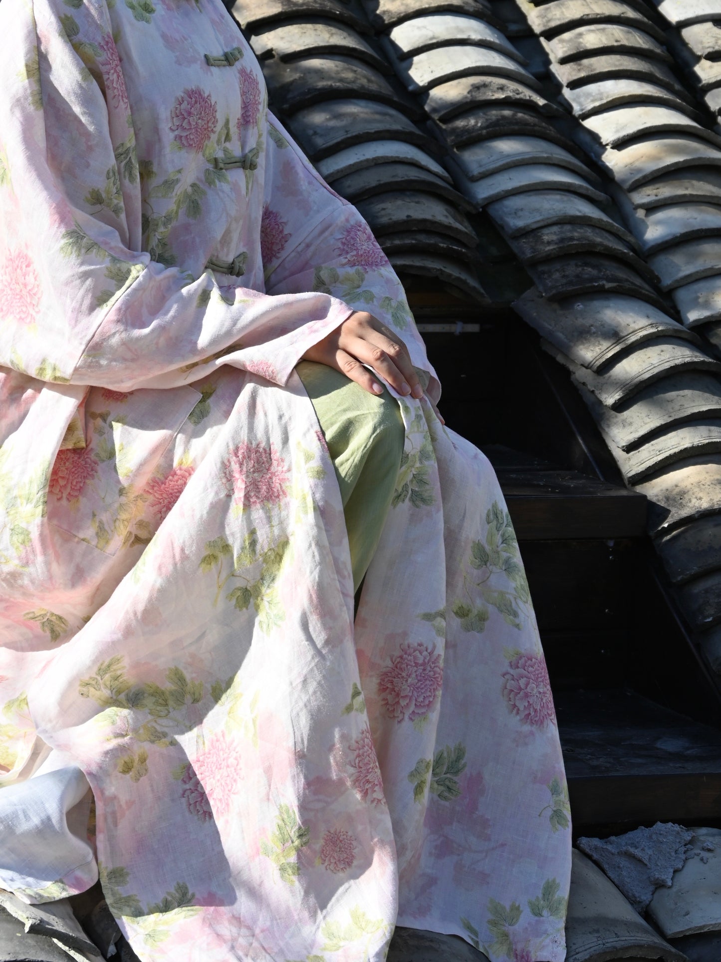 PINK BLOSSOM Matching Trousers 100% Ramie